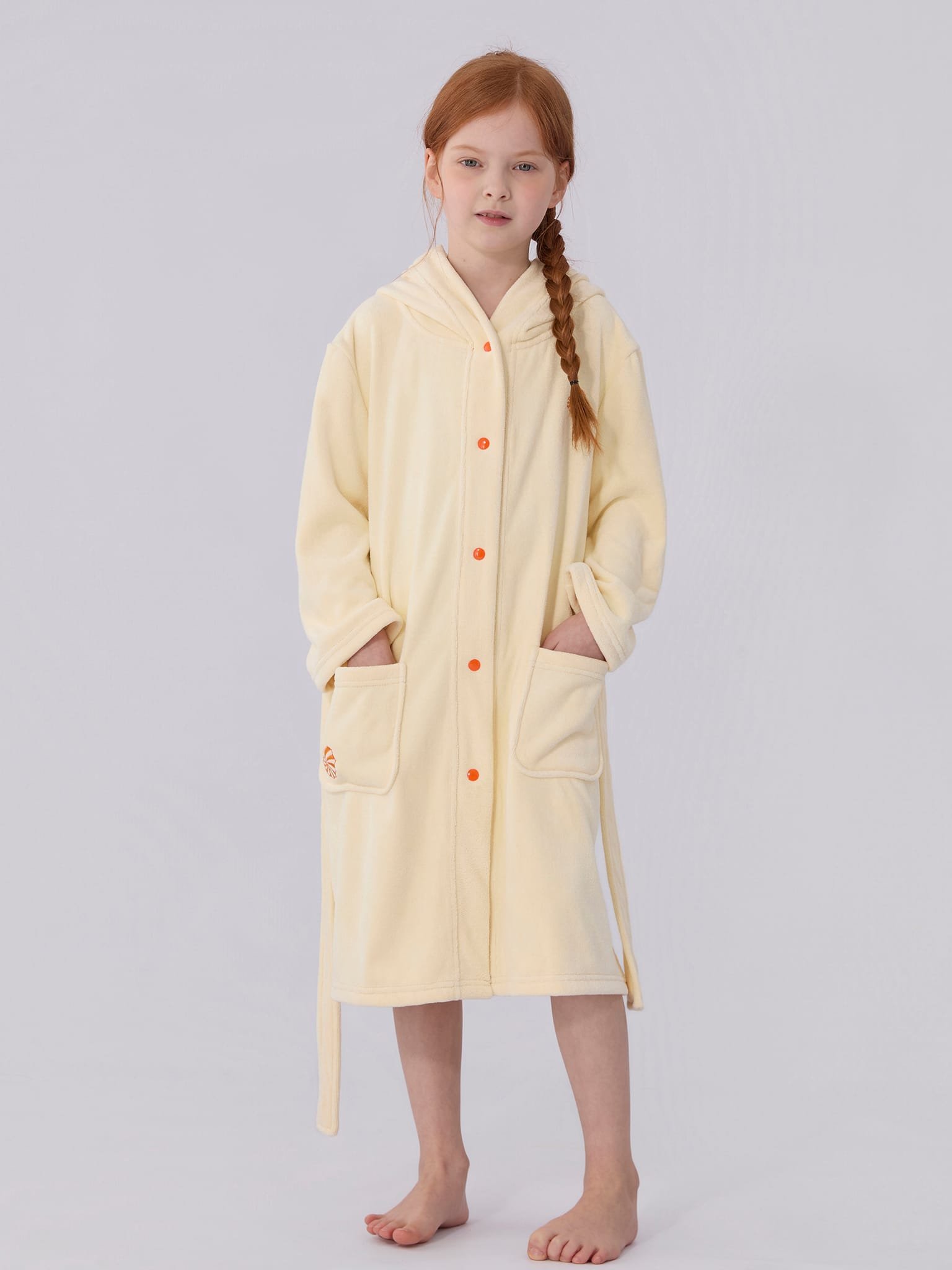 Bathrobe for kids-Ivory 2 Bathrobe for kids-Ivory - Image 2