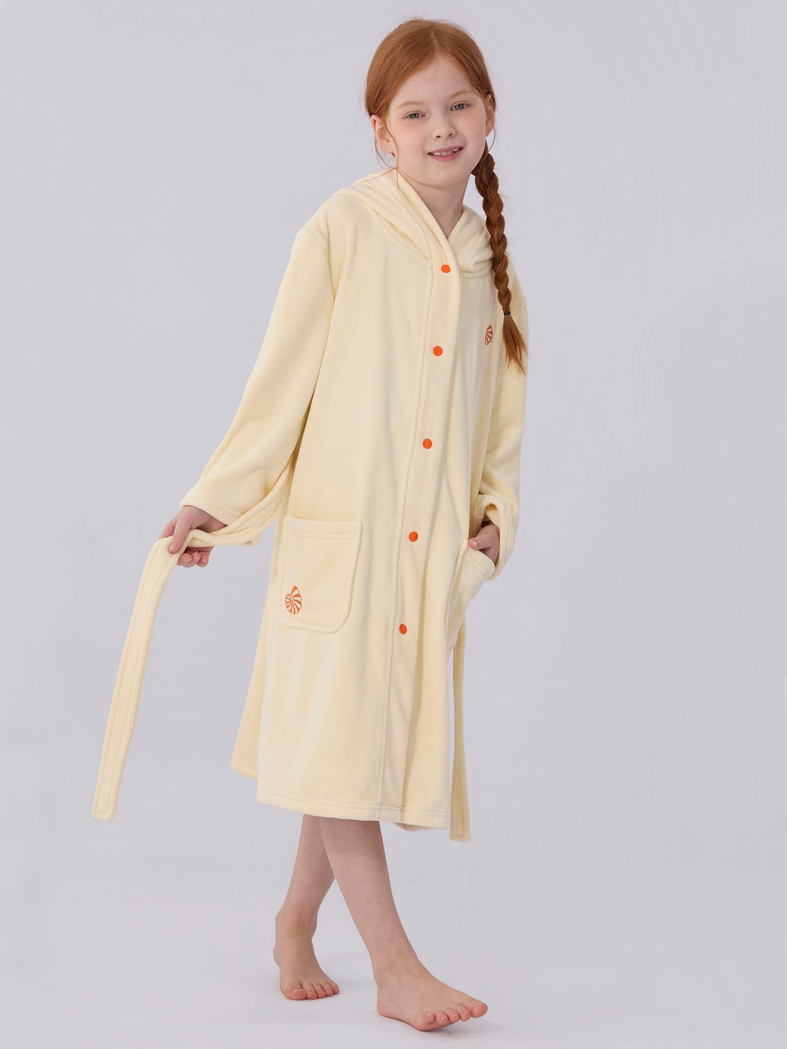 Bathrobe for kids-Ivory 3 Bathrobe for kids-Ivory - Image 3