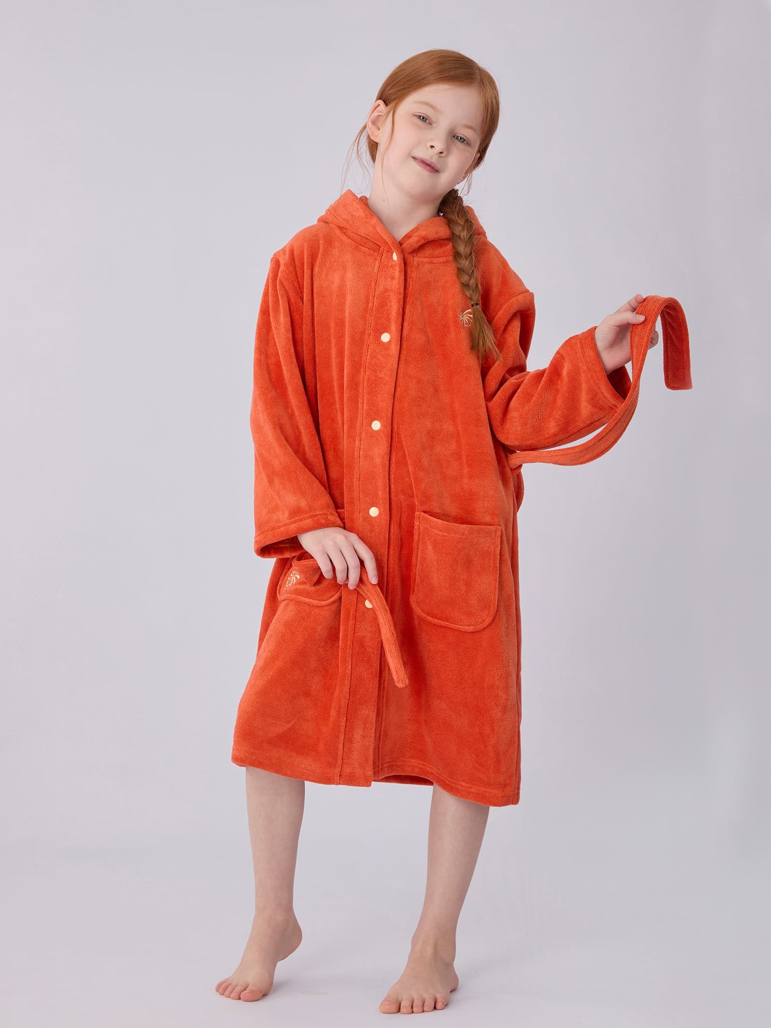 Bathrobe for kids-Vermilion 2 Bathrobe for kids-Vermilion - Image 2