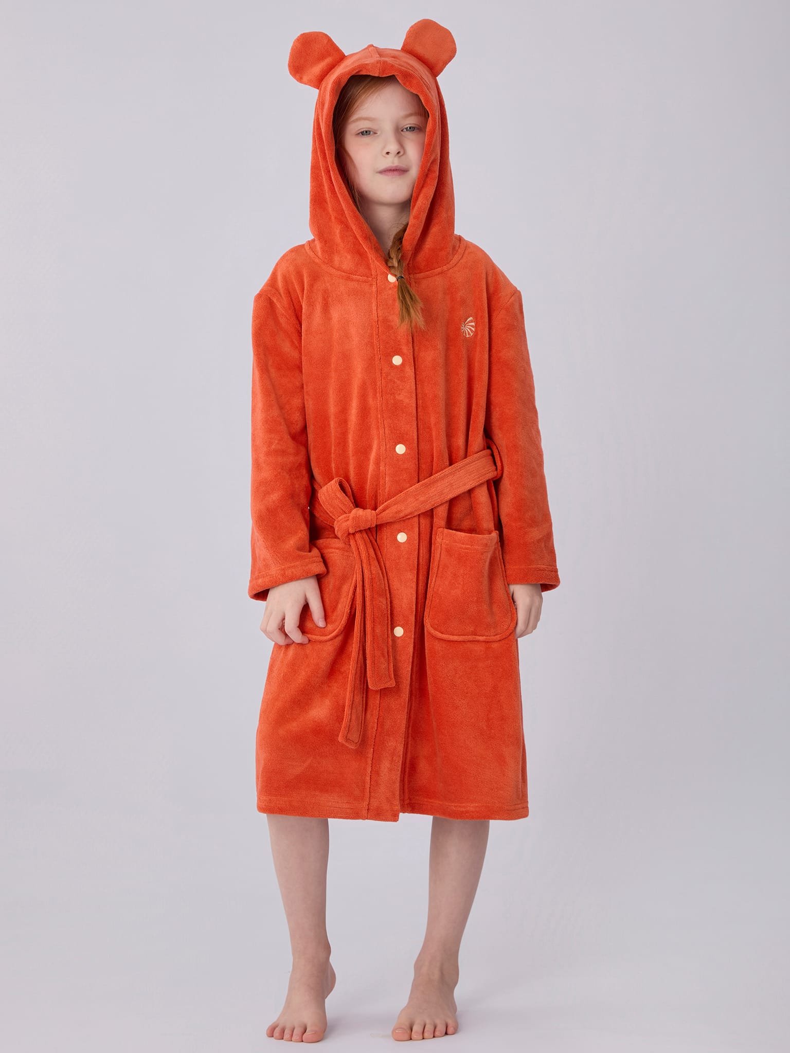 Bathrobe for kids-Vermilion 1 Bathrobe kids Vermilion Red