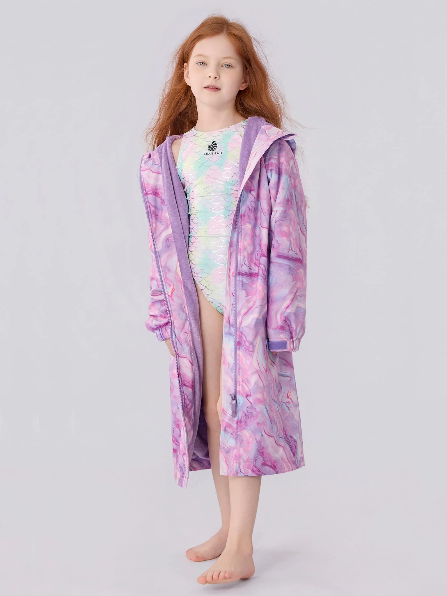 Swim Parka for Kids- Pinkish purple 2 swim parka for kid SeaSnail purple