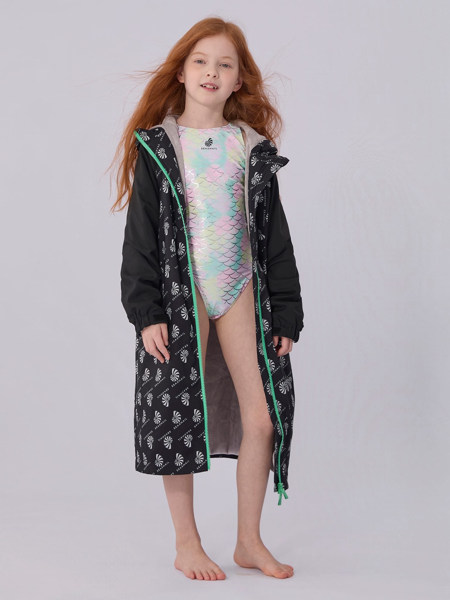 Swim Parka for Kids- Logo Pattern 1 swim parka for kids logo pattern
