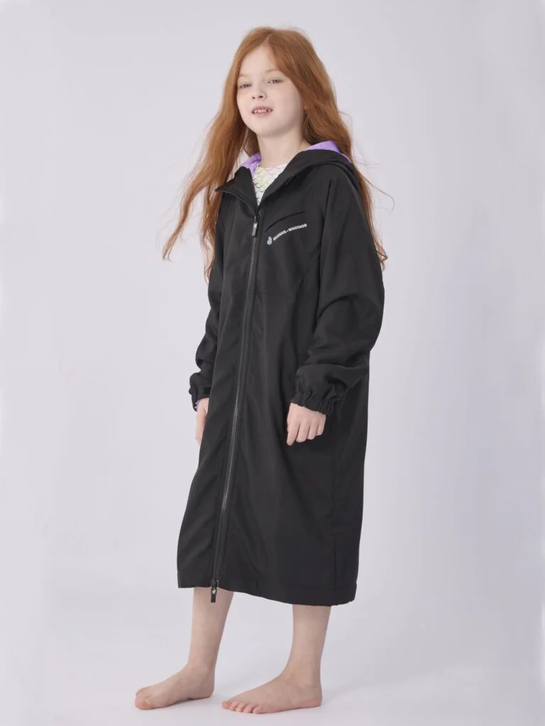 swim parka kids black purple