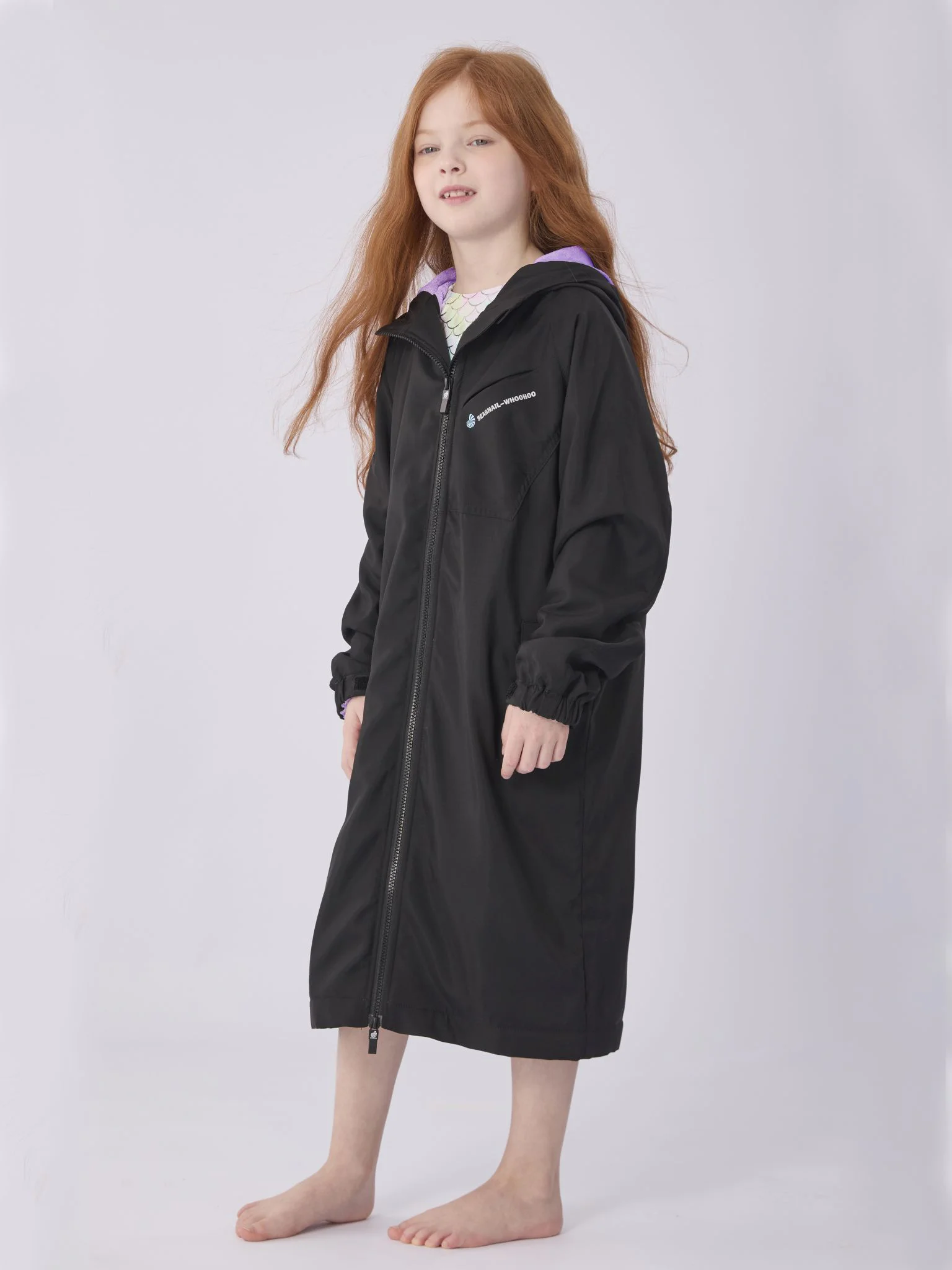 Swim Parka for Kids- Black Purple 1 swim parka kids black purple