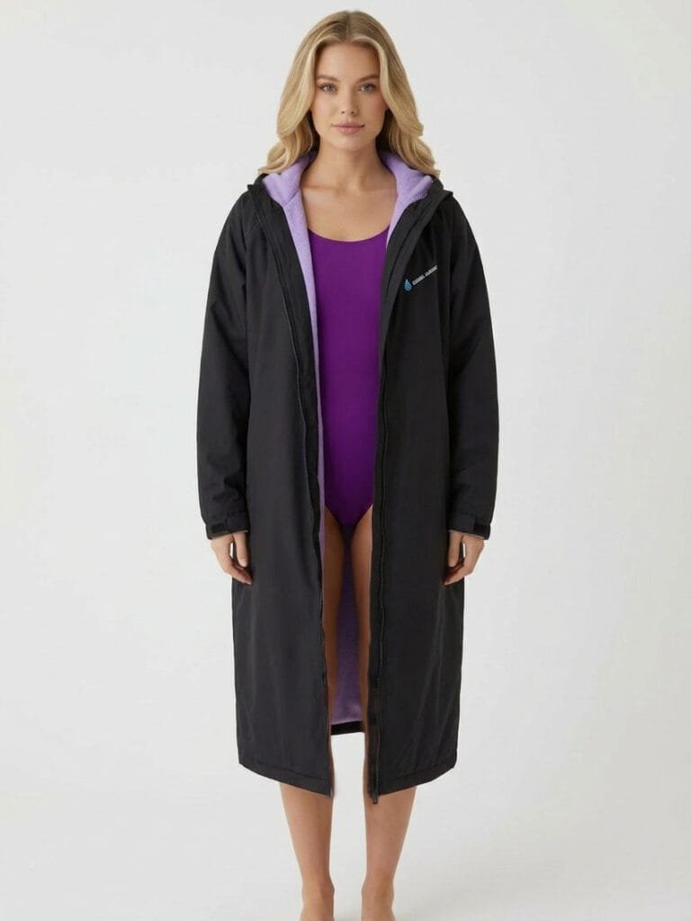 Home 9 swim parka adult black purple
