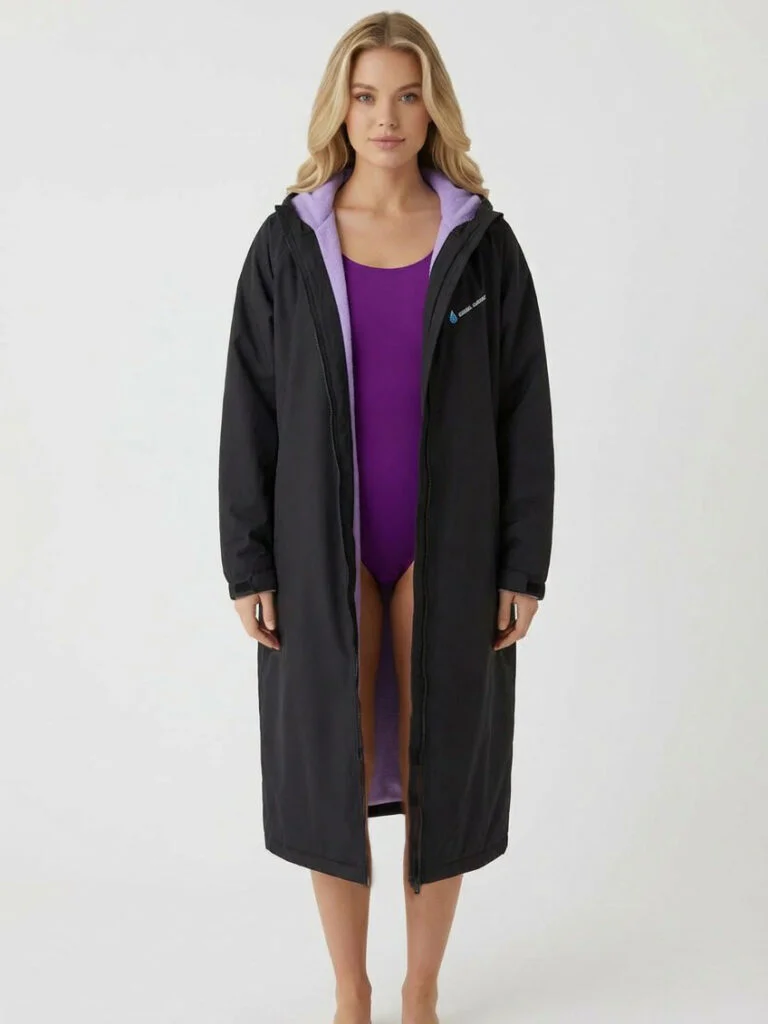 swim parka adult black purple