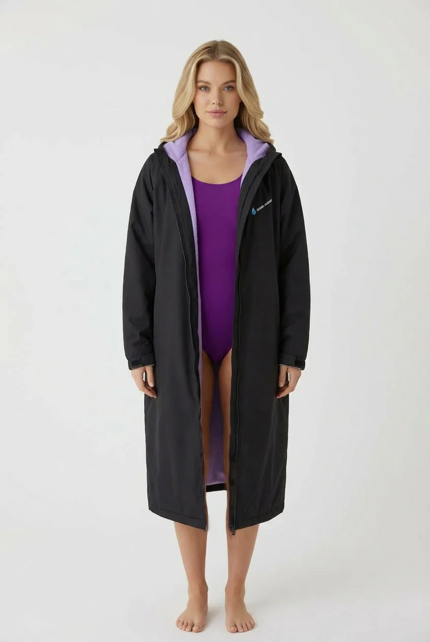 swim parka adult black purple